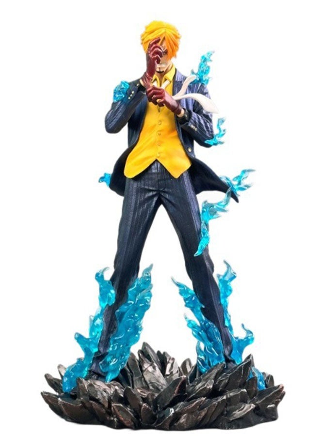 One Piece Sky Paint Sanji Figure Model Toy , Collectible Statue, Anime Action Figure Birthday Gift Collection, Office Decorations, Blue/Yellow , 22.5cm - Image 1